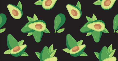 Seamless pattern with avocado. Healthy vegan food. Vector abstract modern illustration.
