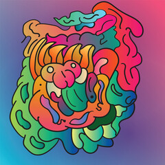 Vector colorful abstract doodle hand drawn and animal illustration for digital banner designs 2023
