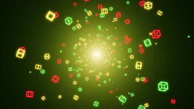 Spiral of Neon Light in a Tunnel  