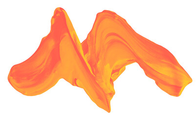 Abstract Paint Stroke Fluid Liquid orange red isolate element 