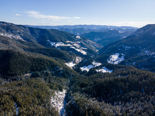 Aerial view of Rhodope Mountains near Persenk peak, Bulgaria