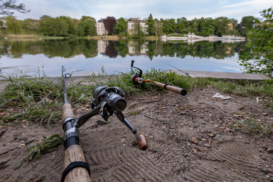 Fishing sport, Halensee, Berlin Grunewald