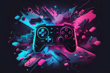 Artificial Generated Controller, Generated Gamer Background, AI Gamer Illustration