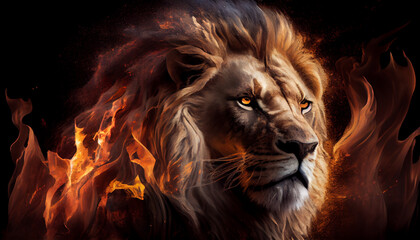 lion in the fire