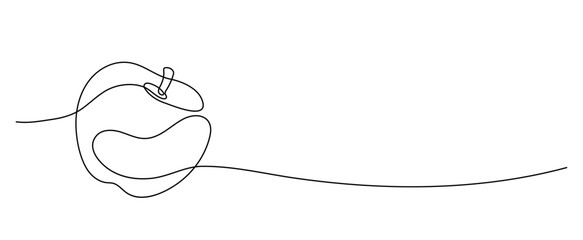 Apple. Continuous line drawing. Doodle border frame