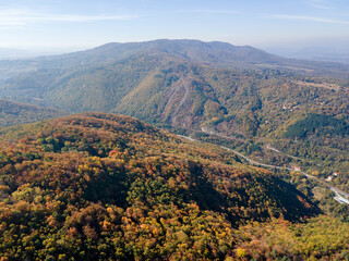 Fototapeta na wymiar Aerial Autumn landscaape of Vitosha Mountain, Bulgaria