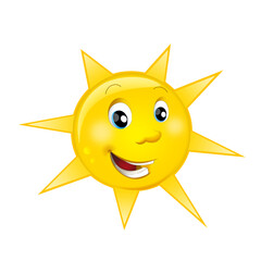 cartoon scene with happy sun shining isolated illustration for children