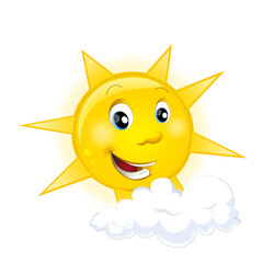 cartoon scene with happy sun shining isolated illustration for children