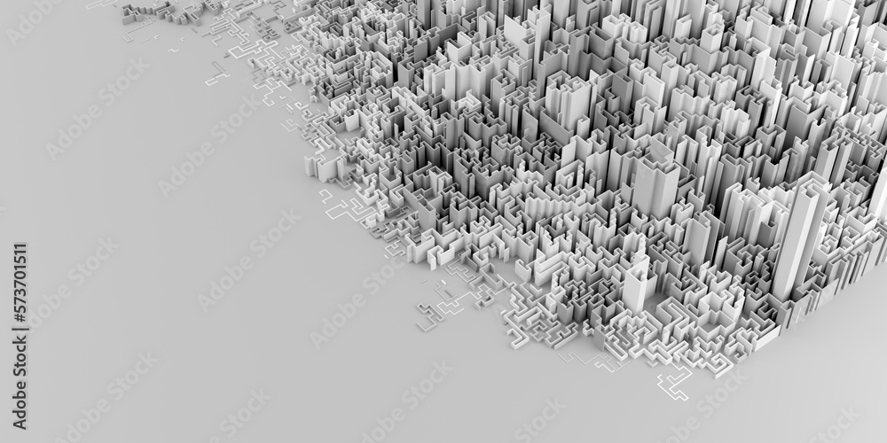 Leinwandbilder Infinite maze mega city: technology and development concepts, original 3d rendering