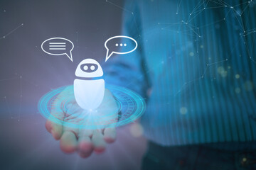 Ai chat bot communicate and interact to human provide smart data