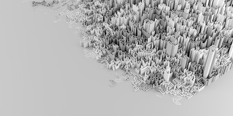 Infinite maze mega city: technology and development concepts, original 3d rendering