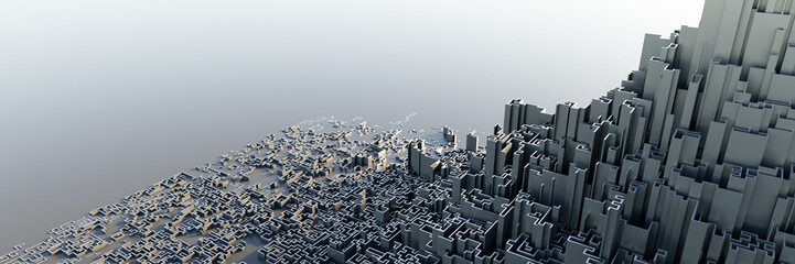 Infinite maze mega city: technology and development concepts, original 3d rendering - 573701534