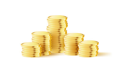 Stacked coins. Realistic golden money. Gold Coins stack.