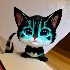 black and white cat on a white background