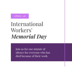 Composition of international workers memorial day text on white background