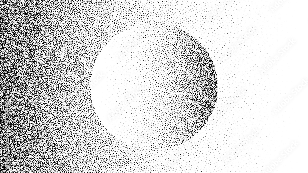 Wall mural noise grain circle, pointillism background of gradient dots pattern, vector dotwork. grainy noise sp