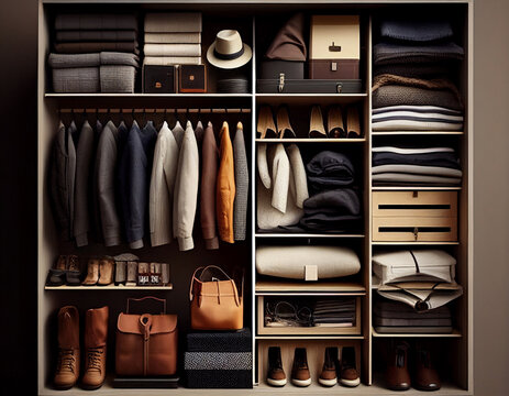 An Organized and Brightly Lit Organic Closet | Generative AI