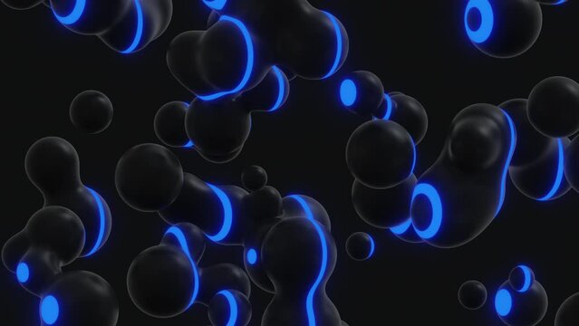 Shape metaball, black, neon colors, liquid effect, 3D render 