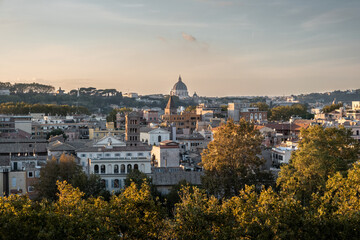 Viewpoint on the nice city of Rome with the Saint Peter basilica