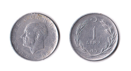 1 lira, old Turkish money, from 1976