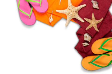 Flip-Flops, Towel and Seashells