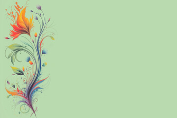 Fine floral vector art with pastel green copy space generative ai