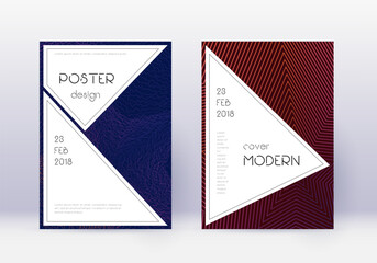 Stylish cover design template set. Violet abstract lines on dark background. Fascinating cover design. Likable catalog, poster, book template etc.