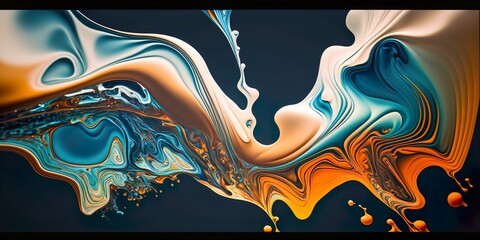 Colorful Paint Pour - Abstract Background - Dripping - Generative AI