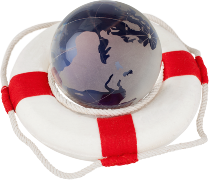 Life ring with a globe in it - environmental protection concept