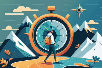 marketer holding a compass and a map, symbolizing the direction and strategy in marketing, generative ai