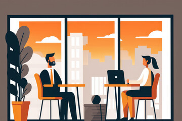 HR manager and candidate discussing job opportunities in a modern office, generative ai