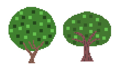 低樹木イラストのセット