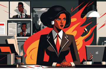 Driven black businesswoman making a critical business decision in her office, generative ai