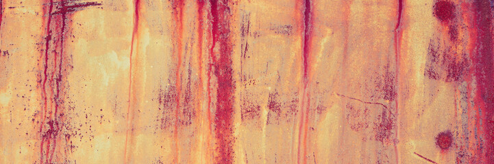 Old rusty metal texture. Rust on the surface of the iron wall. Panoramic background for grunge design.