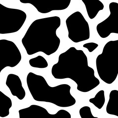 Cow Print Seamless Pattern Tile. Black Spots on Transparent Background. Cow Hide Texture Overlay.  - 573713788