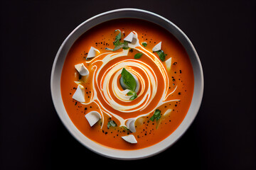 Hearty and Delicious Top-View Soup - Perfect for Foodies, Restaurants and Cooking Enthusiasts