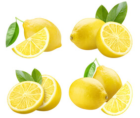 Delicious lemons collection cut out - obrazy, fototapety, plakaty