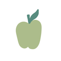 green apple flat illustration, doodle design, clip art food