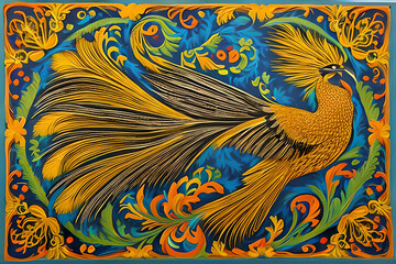 Fototapeta premium The Mythical Russian Firebird: A Creature of Legend and Wonder with Generative AI