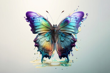 Obraz na płótnie Canvas 3D render butterfly illustration white background created with Generative AI technology