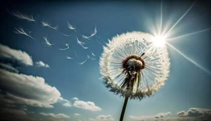 Dandelion in the summer sun generative ai 