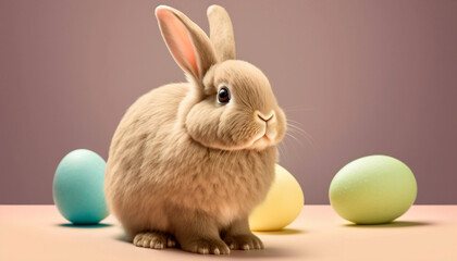 Fototapeta na wymiar easter bunny with eggs generative ai 