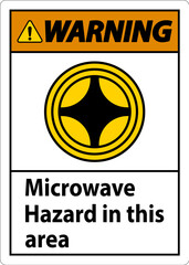 Obraz premium Warning Sign Microwave Hazard In This Area with Symbol