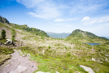 Fototapeta na wymiar Lagorai mountain range landscape, italian Alps