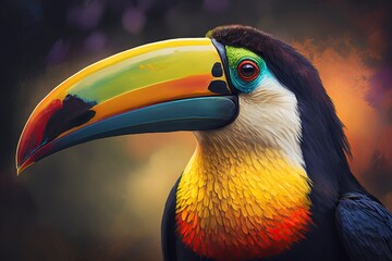 Obraz premium Toucan beak bold and colorful, concept of Bright and Vibrant, created with Generative AI technology