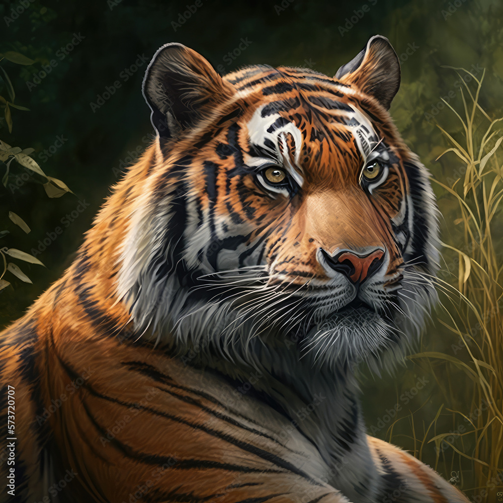 Canvas Prints portrait of a tiger made with generative ai