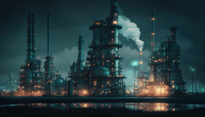 power plant illustration dark Generative AI, Generativ, KI	
