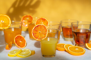 beach citrus drinks on a warm background
