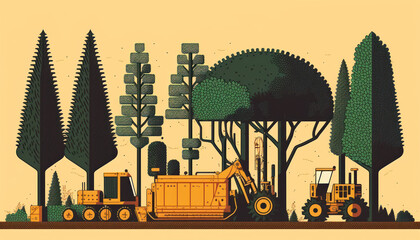 forrest, trees illustration deforestation Generative AI, Generativ, KI
