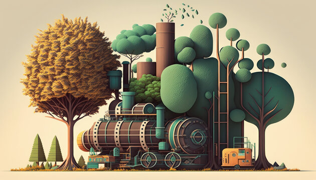 forrest, trees industry illustration Generative AI, Generativ, KI